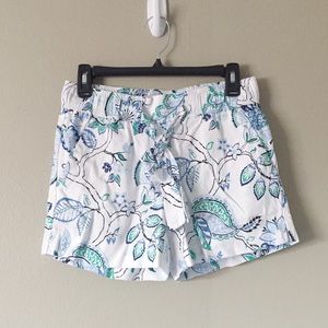 LOFT Outlet White Paisley Tie Waist Shorts